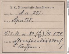 Etiketten zu Apatit (NHMW-MIN-Aa741)